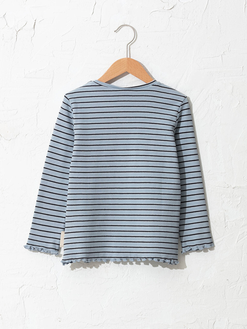 Crew Neck Striped Long Sleeve Cotton Girls' T-Shirt