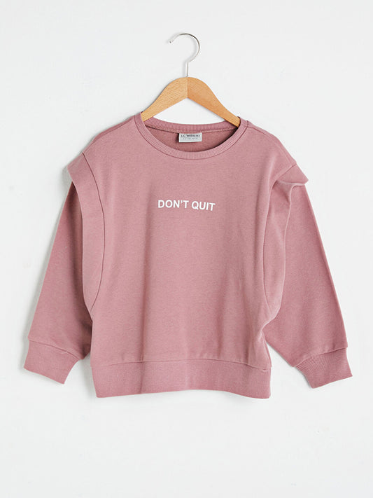 Crew Neck Printed Long Sleeve Girl's Sweatshirt