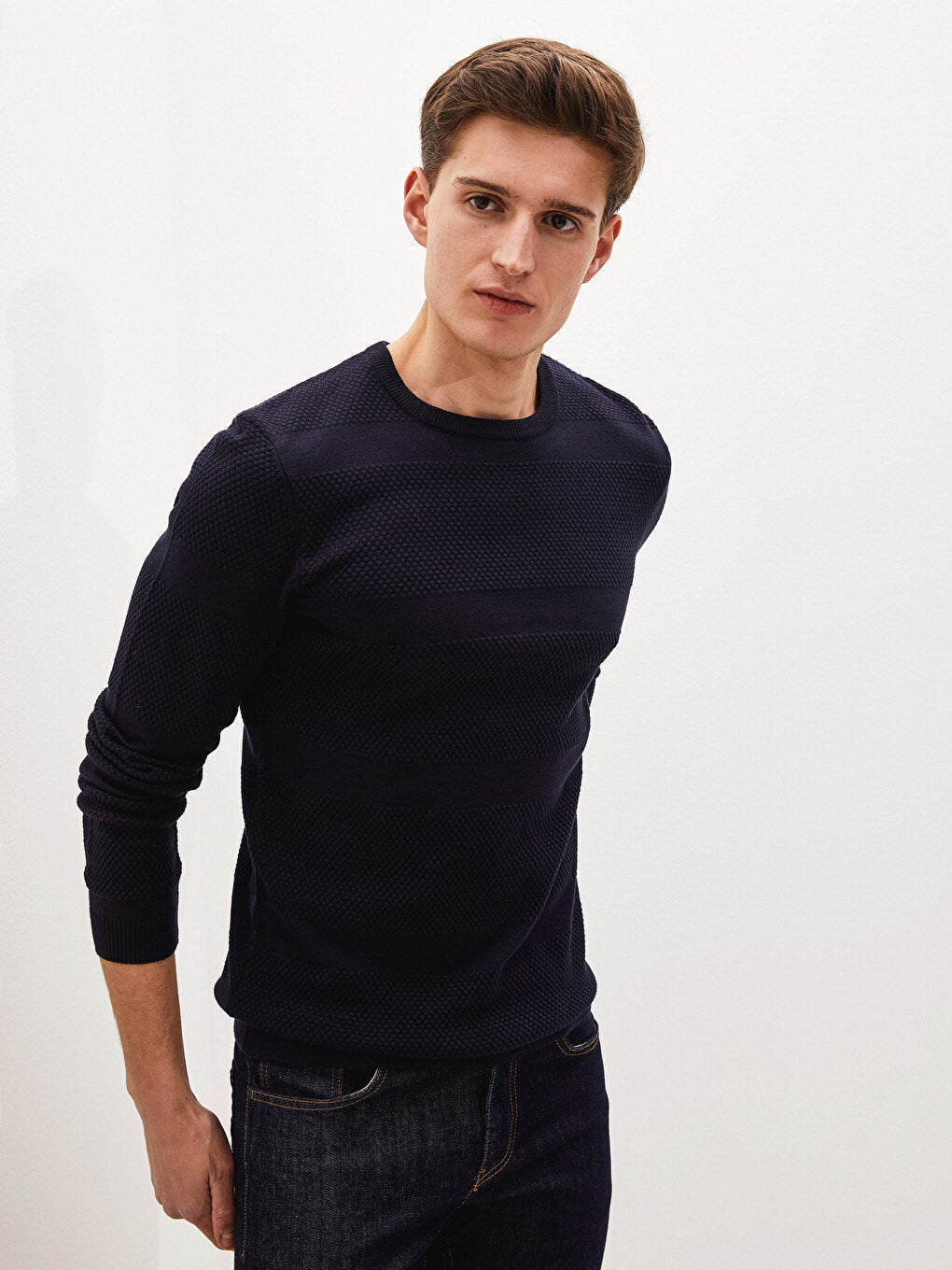 Crew Neck Fine Knitwear Sweater