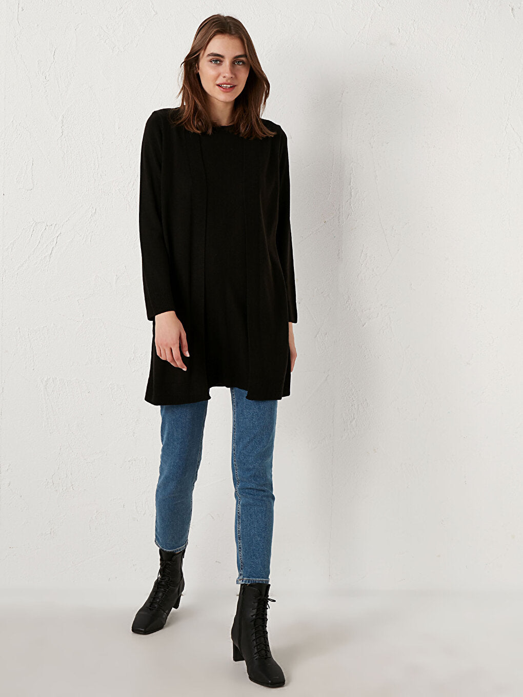 Crew Neck Long Sleeve Women's Knitwear Basic Tunic