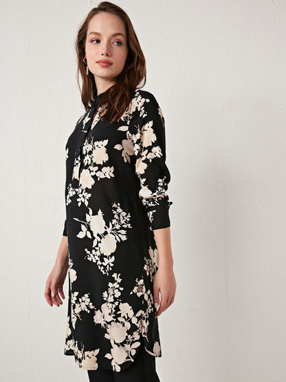 Floral Long Sleeve Viscose Women's Shirt Tunic