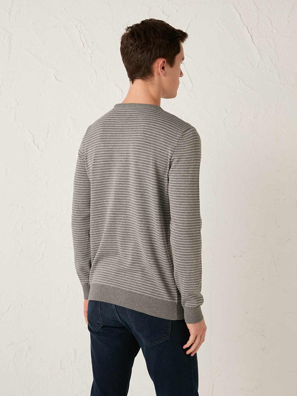 Crew Neck Long Sleeve Thin Men's Knitwear Sweater