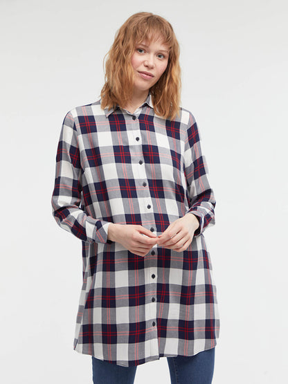 Plaid Long Sleeve Women's Shirt Tunic