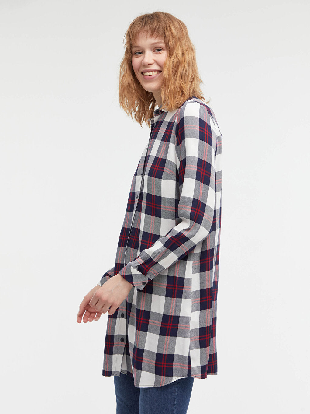 Plaid Long Sleeve Women's Shirt Tunic