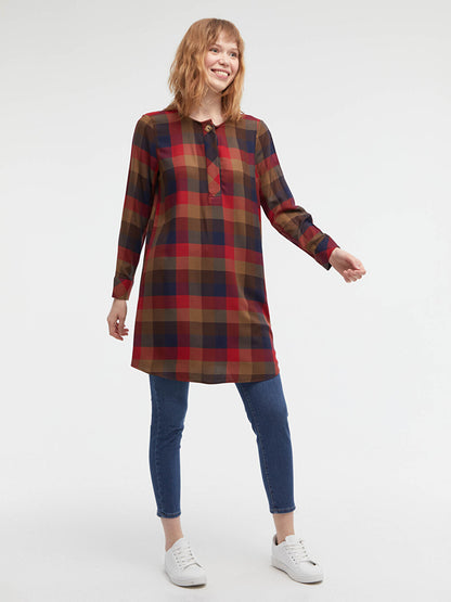 Flowy Plaid Viscose Tunic