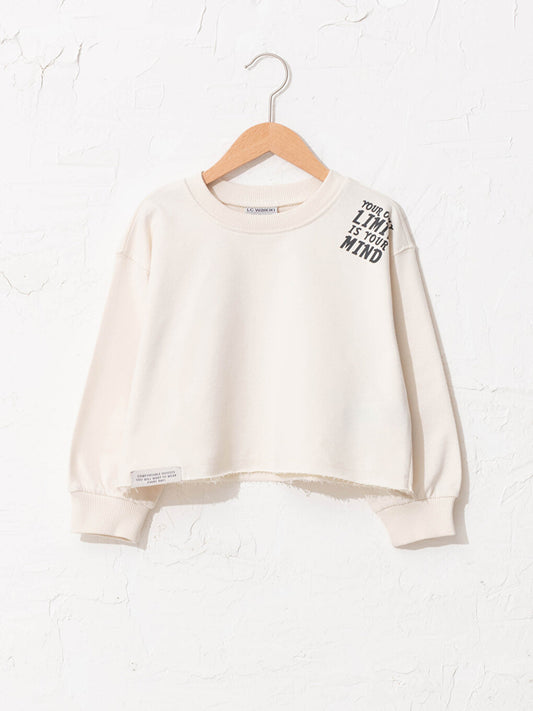 Crew Neck Printed Long Sleeve Girl's Sweatshirt