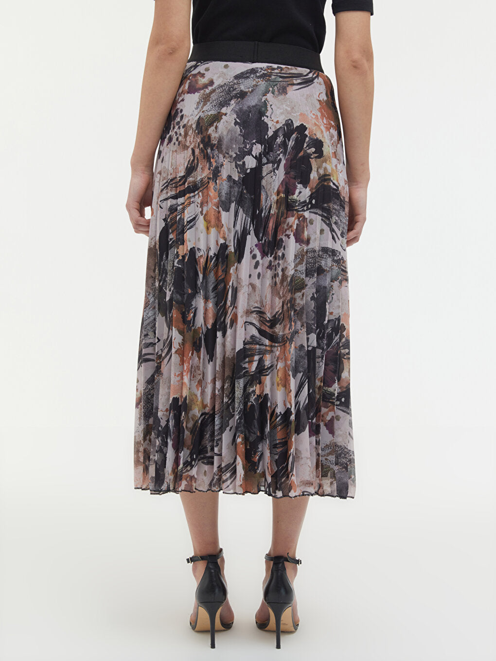 Patterned Long Skirt with Elastic Waist