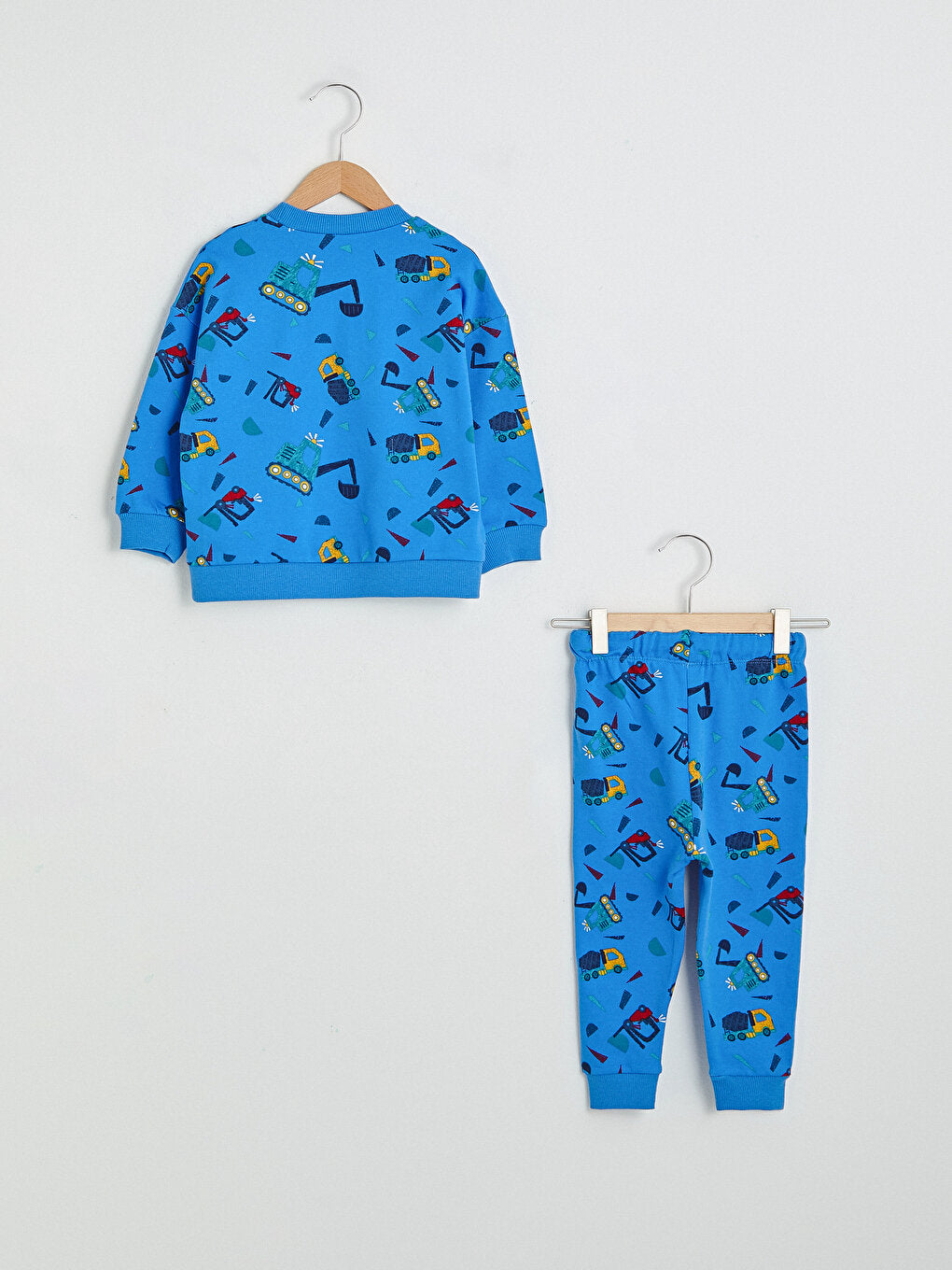 Crew Neck Long Sleeve Patterned Baby Boy Sweatshirt and Jogger Pants 2-Piece Set