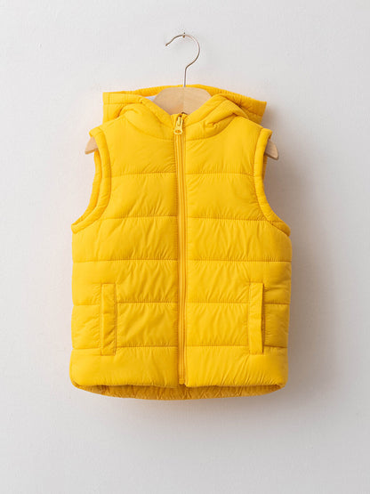 Hooded Basic Baby Boy Zipper Vest