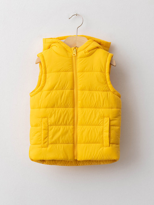 Hooded Basic Baby Boy Zipper Vest