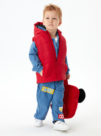 Hooded Basic Baby Boy Zipper Vest