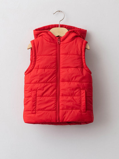 Hooded Basic Baby Boy Zipper Vest