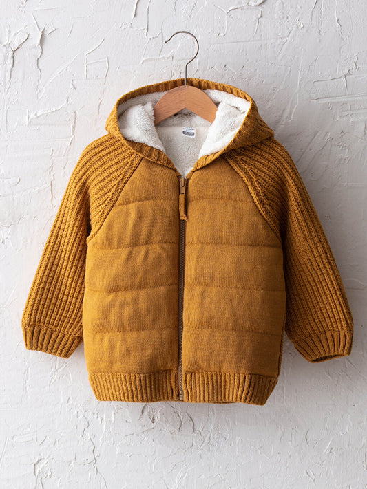 Hooded Long Sleeve Baby Boy Knitwear Zipper Cardigan