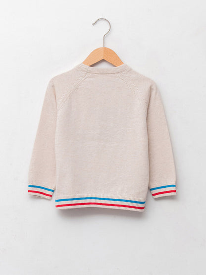 Crew Neck Embroidered Long Sleeve Baby Boy Knitwear Sweater