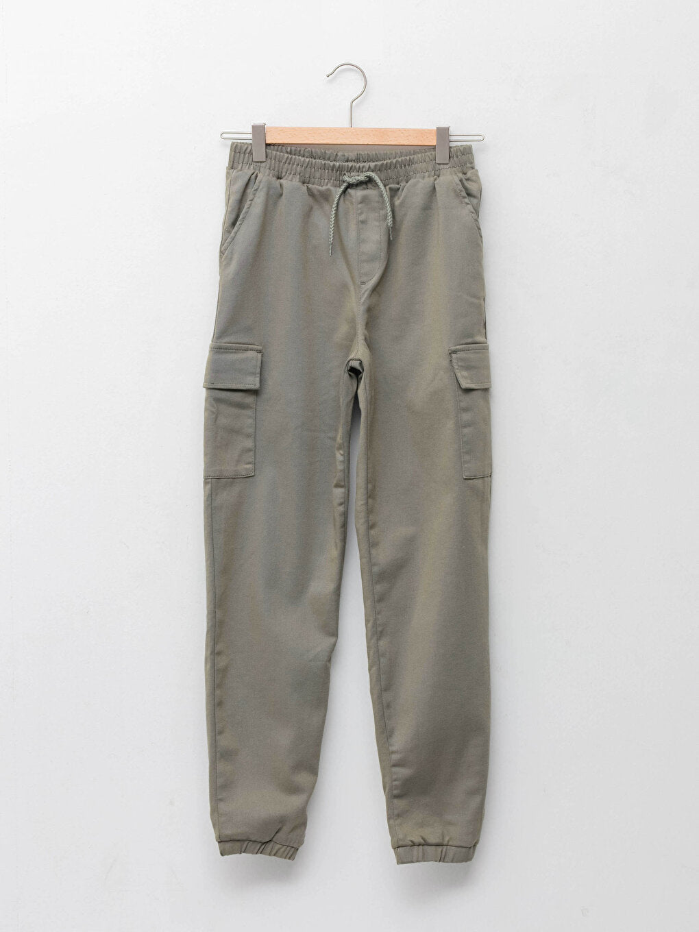 Basic Gabardine Girl's Cargo Pants with Elastic Waist