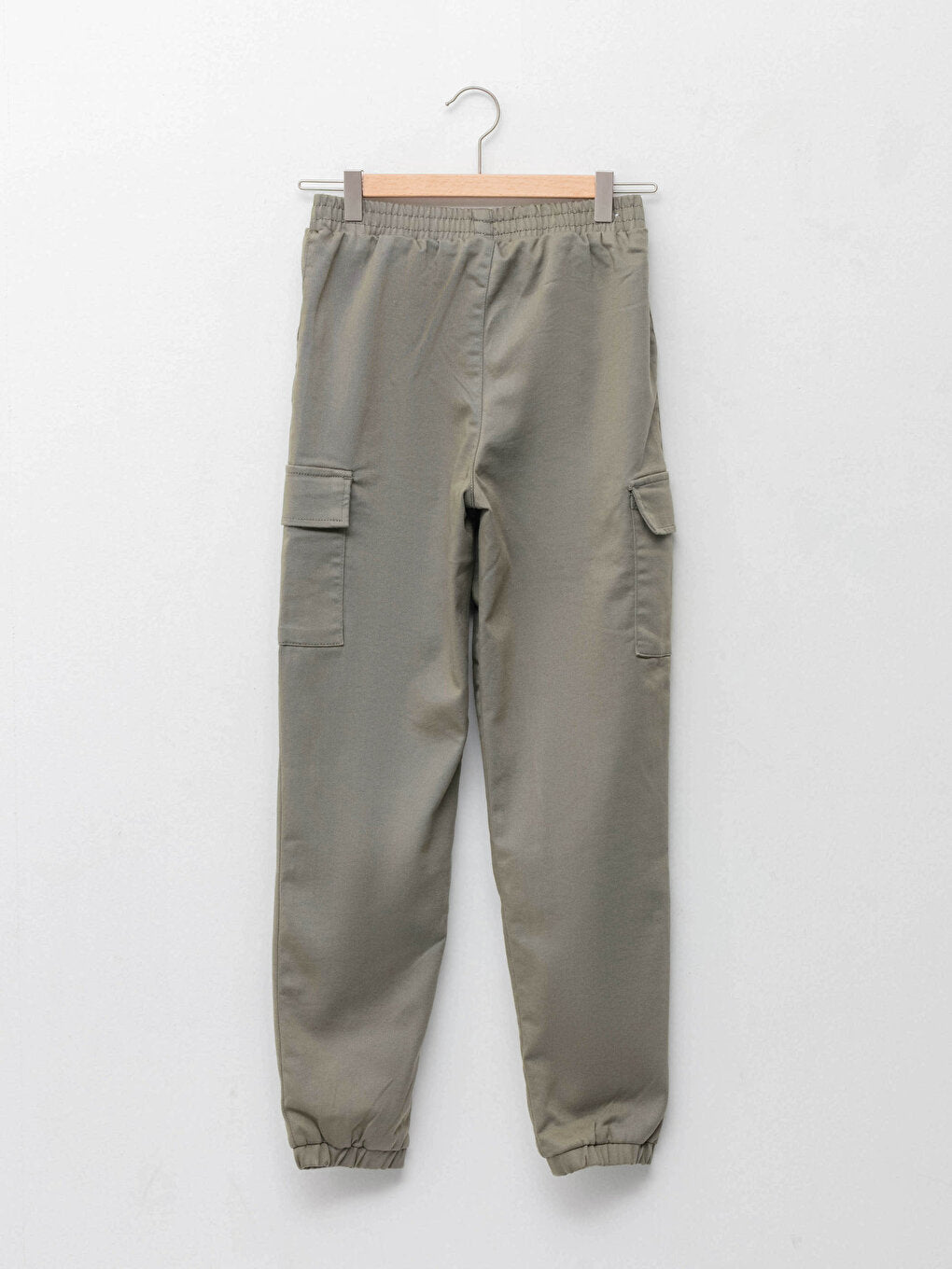 Basic Gabardine Girl's Cargo Pants with Elastic Waist