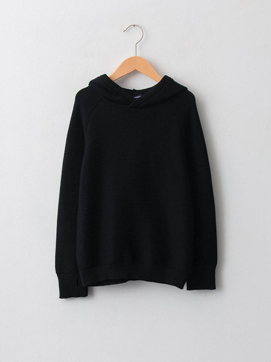 Hooded Basic Long Sleeve Boy's Fine Knitwear Sweater