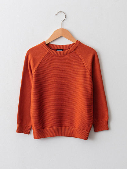 Crew Neck Basic Long Sleeve Boy's Thin Knitwear Sweater