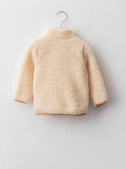 High Collar Long Sleeve Plush Baby Boy Zipper Coat