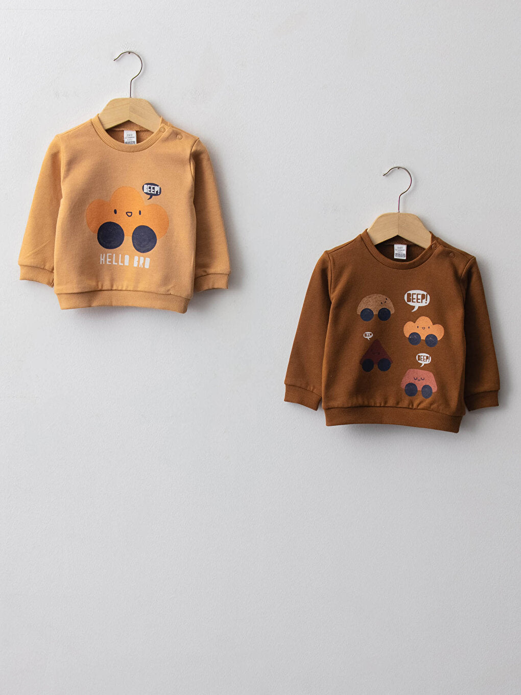 Crew Neck Long Sleeve Printed Baby Boy Sweatshirt 2-pack