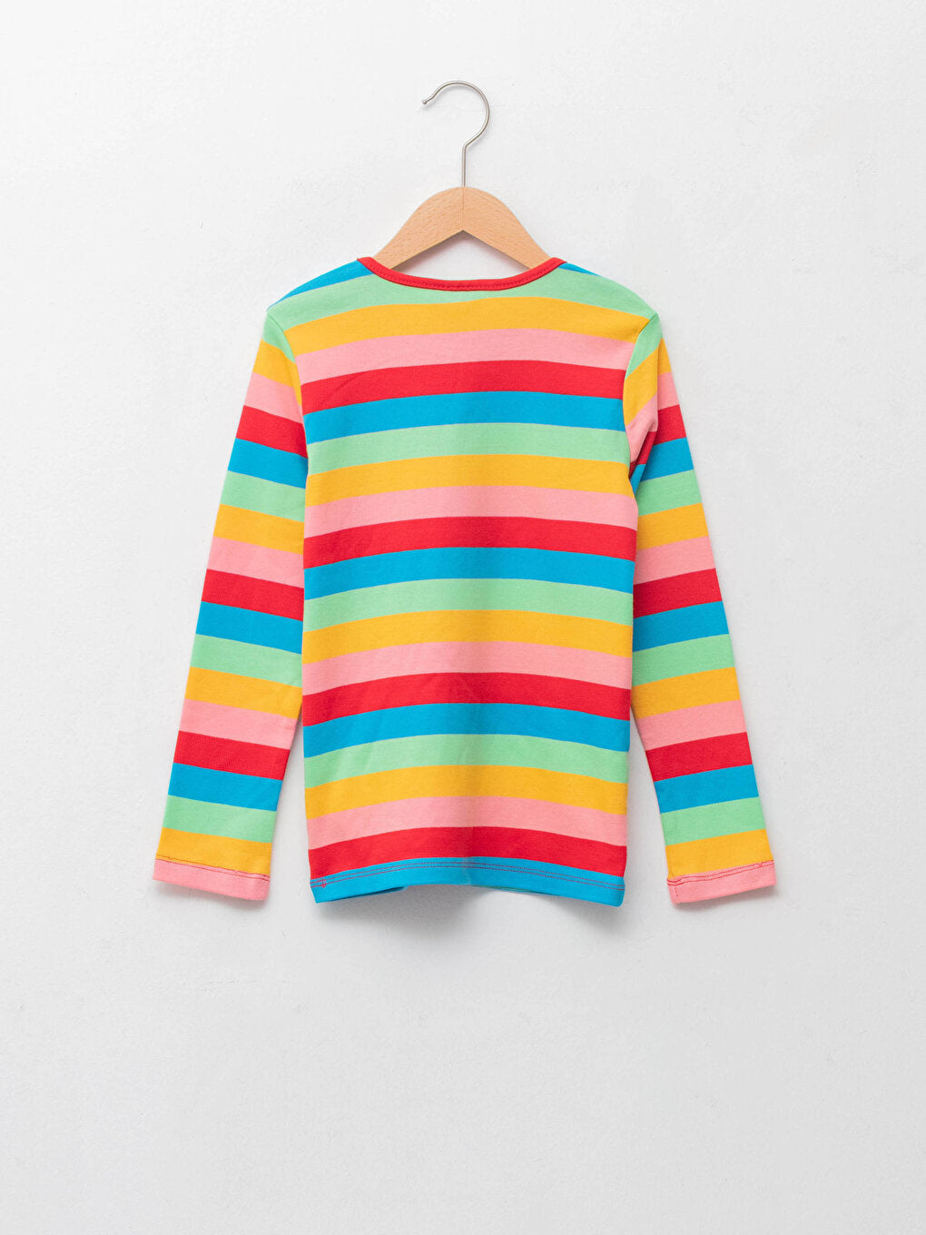 Crew Neck Striped Long Sleeve Cotton Girls' T-Shirt