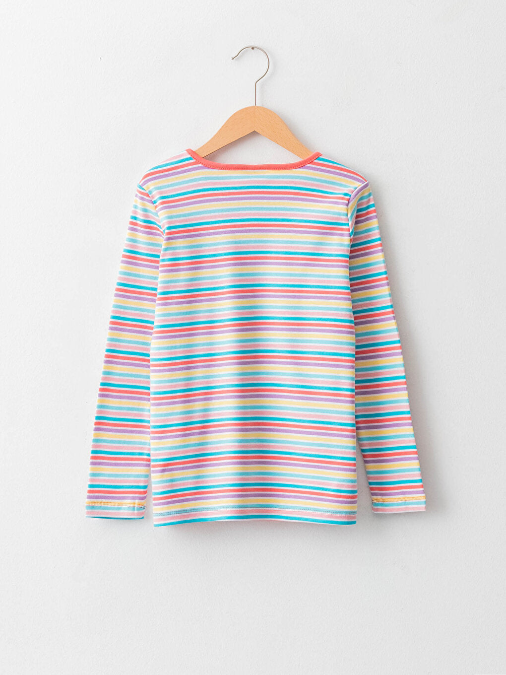 Crew Neck Striped Long Sleeve Cotton Girls' T-Shirt