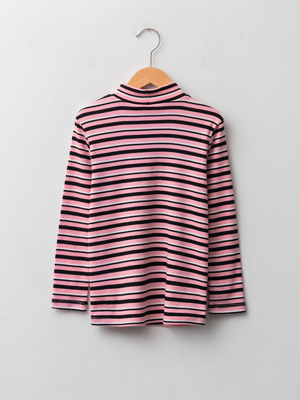 Turtleneck Striped Long Sleeve Cotton Girls' T-Shirt