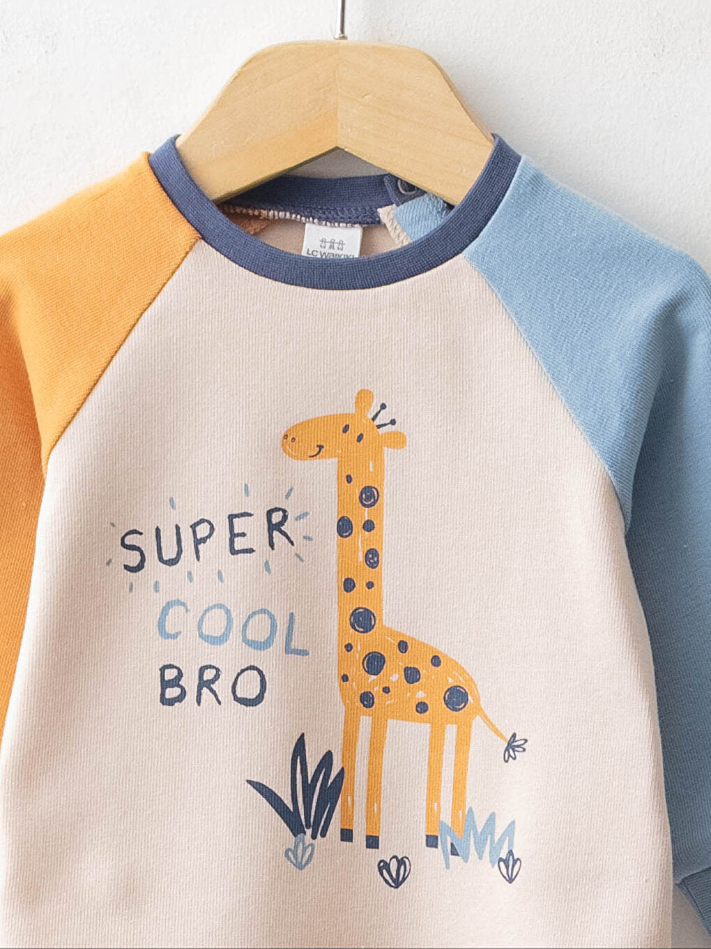 Crew Neck Long Sleeve Printed Baby Boy Sweatshirt and Tights 2-Piece Set