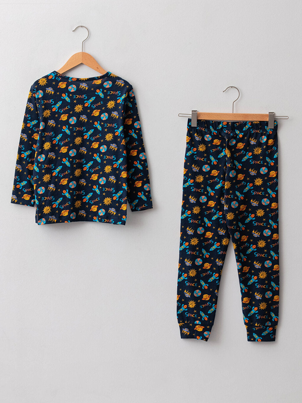 Crew Neck Printed Long Sleeve Boys Pajama Set