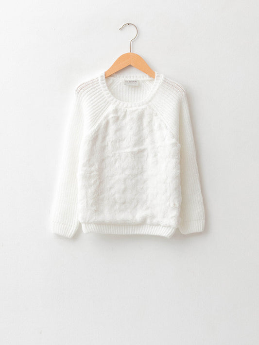 Crew Neck Long Sleeve Girl's Knitwear Sweater