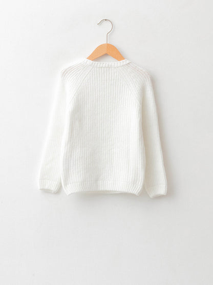 Crew Neck Long Sleeve Girl's Knitwear Sweater