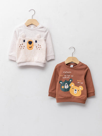 Crew Neck Long Sleeve Printed Baby Boy Sweatshirt 2-pack