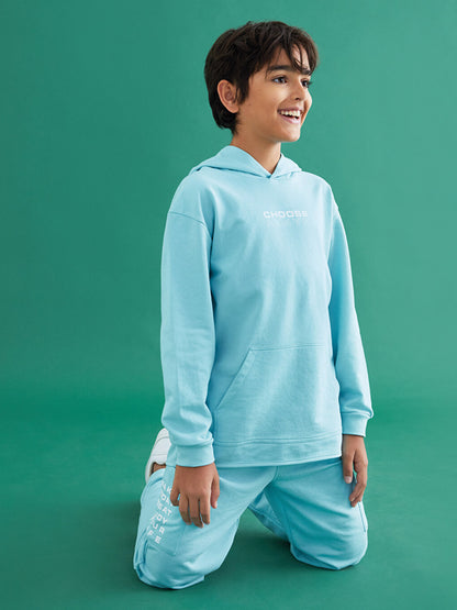 Hooded Printed Long Sleeve Boy's Sweatshirt