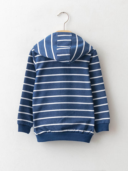 Hooded Long Sleeve Striped Baby Boy Zippered Baby Boy Sweatshirt