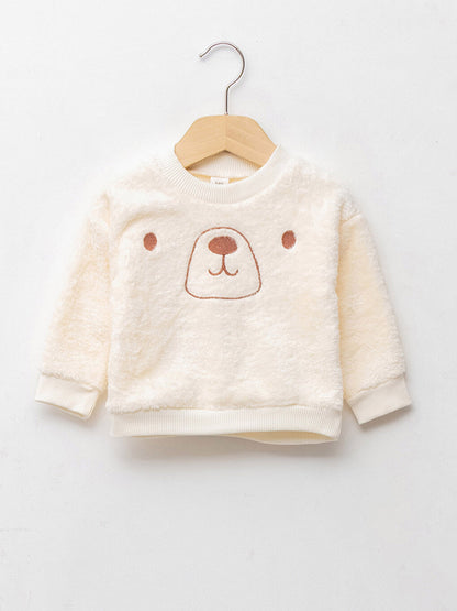 Crew Neck Long Sleeve Baby Boy T-Shirt with Embroidery Detail