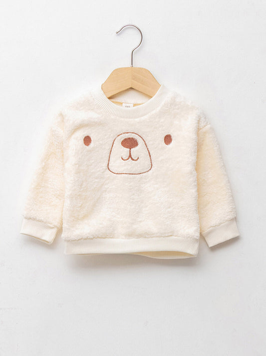 Crew Neck Long Sleeve Baby Boy T-Shirt with Embroidery Detail