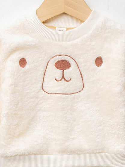 Crew Neck Long Sleeve Baby Boy T-Shirt with Embroidery Detail