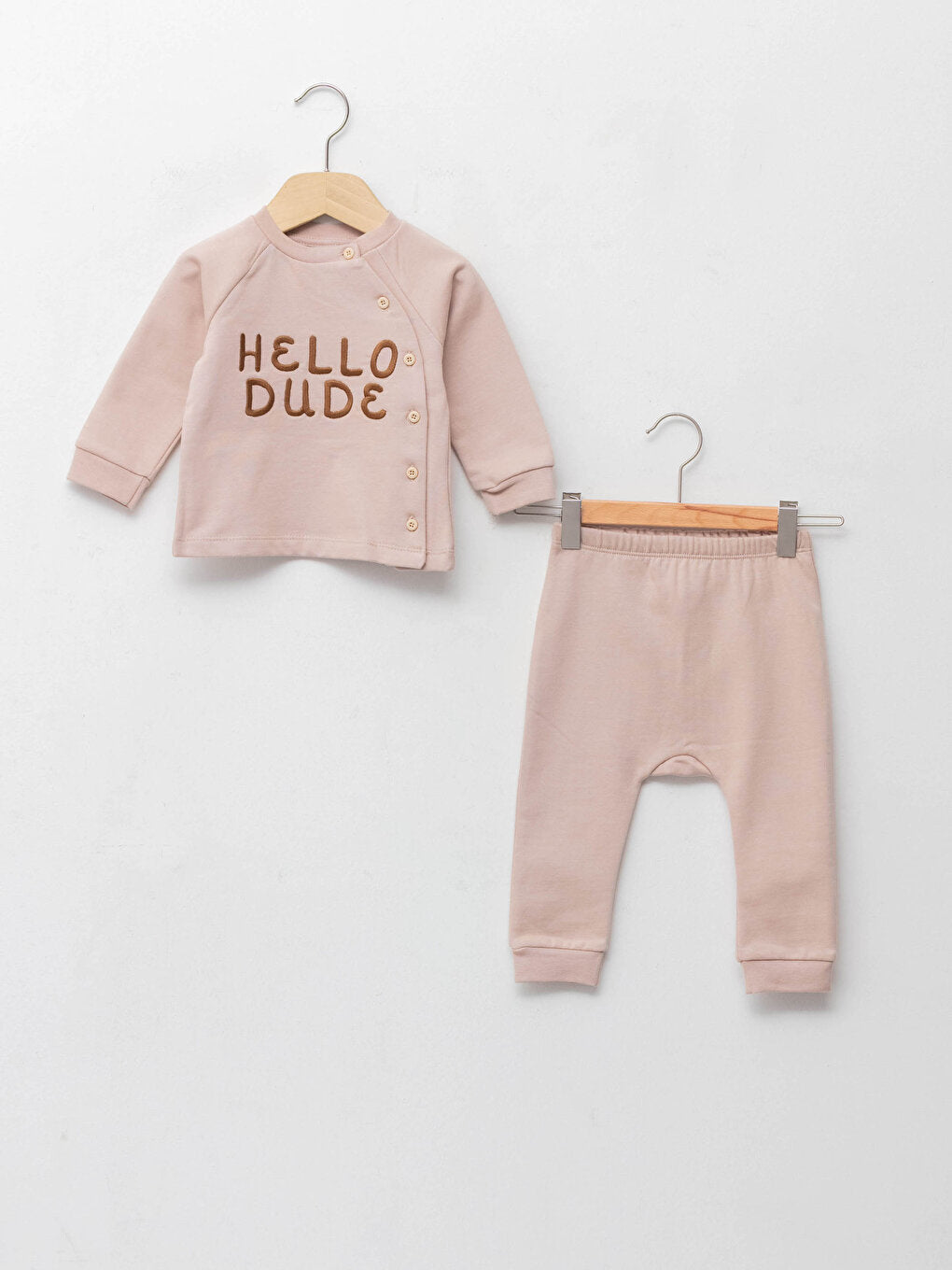 Crew Neck Long Sleeve Printed Baby Boy Cardigan and Trousers 2-Piece Set