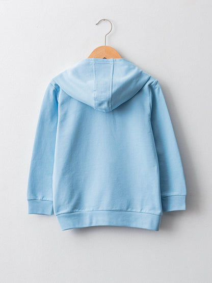 Hooded Basic Long Sleeve Boy's Zipper Sweatshirt