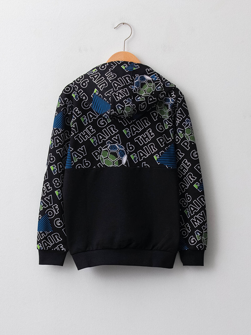 Hooded Printed Long Sleeve Boy's Zipper Sweatshirt