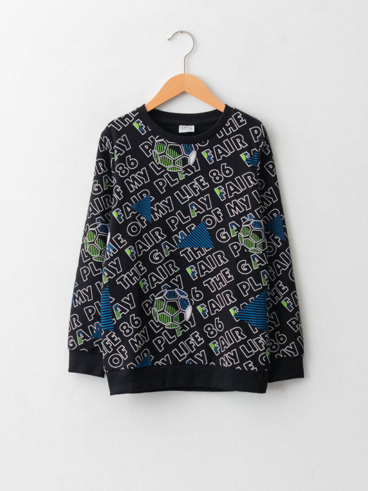 Crew Neck Printed Long Sleeve Boy's Sweatshirt