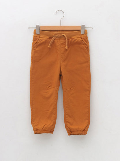 Basic Gabardine Baby Boy Trousers with Ribbed Waist