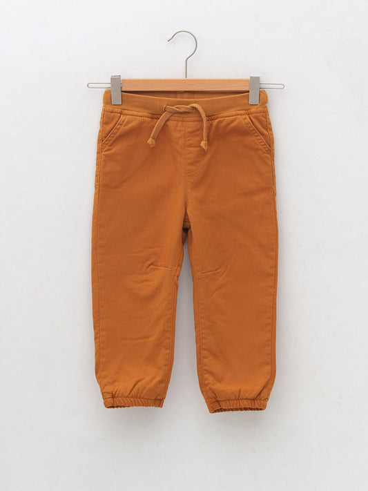 Basic Gabardine Baby Boy Trousers with Ribbed Waist