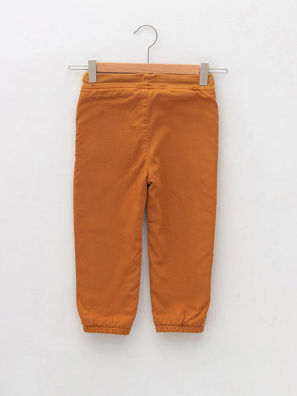 Basic Gabardine Baby Boy Trousers with Ribbed Waist