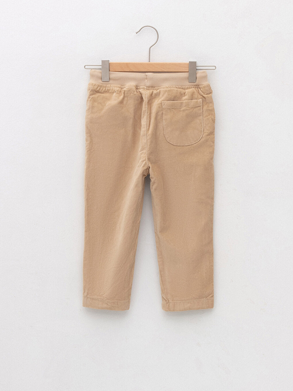 Basic Velvet Baby Boy Trousers with Ribbed Waist