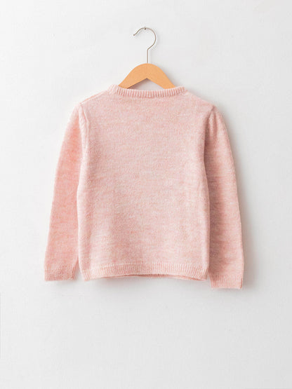 Crew Neck Patterned Long Sleeve Girl's Knitwear Sweater