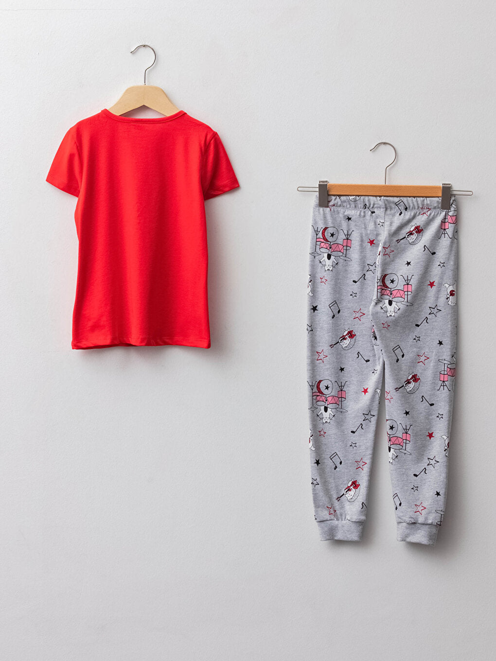 Crew Neck Printed Short Sleeve Girl's Pajama Set