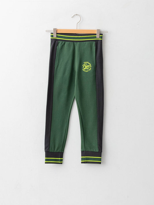 Elastic Waist Embroidery Detailed Boy's Jogger Sweatpants