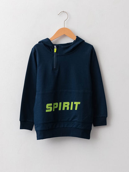 Hooded Printed Long Sleeve Boy's Sweatshirt