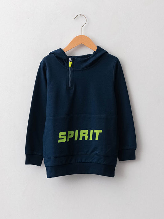 Hooded Printed Long Sleeve Boy's Sweatshirt